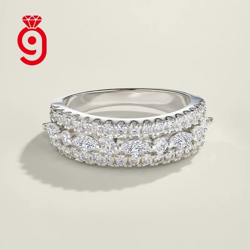 Women's S925 Sterling Silver Moissanite Engagement Ring, Bridal